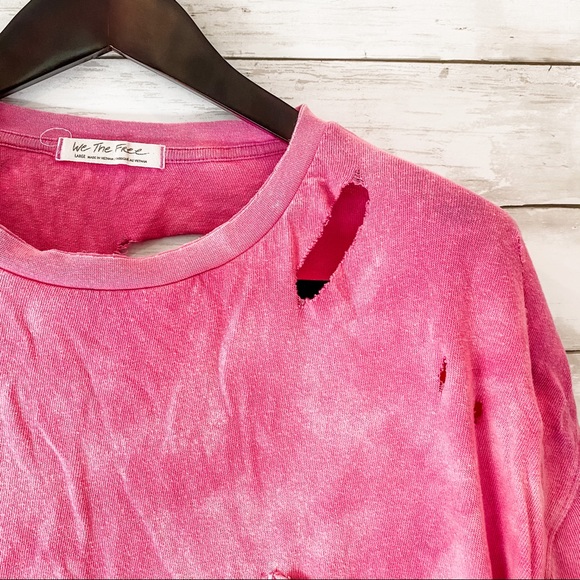 Handmade Tie Dye Distressed Free People Tee - Picture 4 of 8
